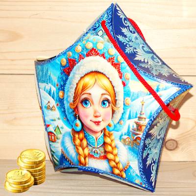 Сладкий новогодний подарок весом 300 грамм в картонной упаковке в Пушкино