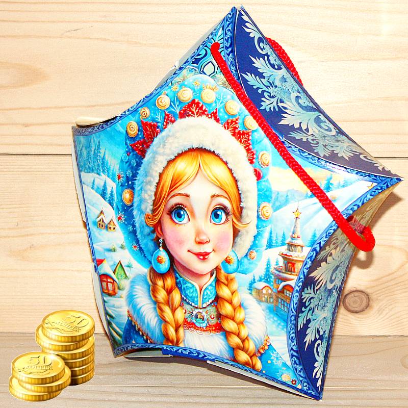 Сладкий новогодний подарок весом 300 грамм в картонной упаковке в Пушкино